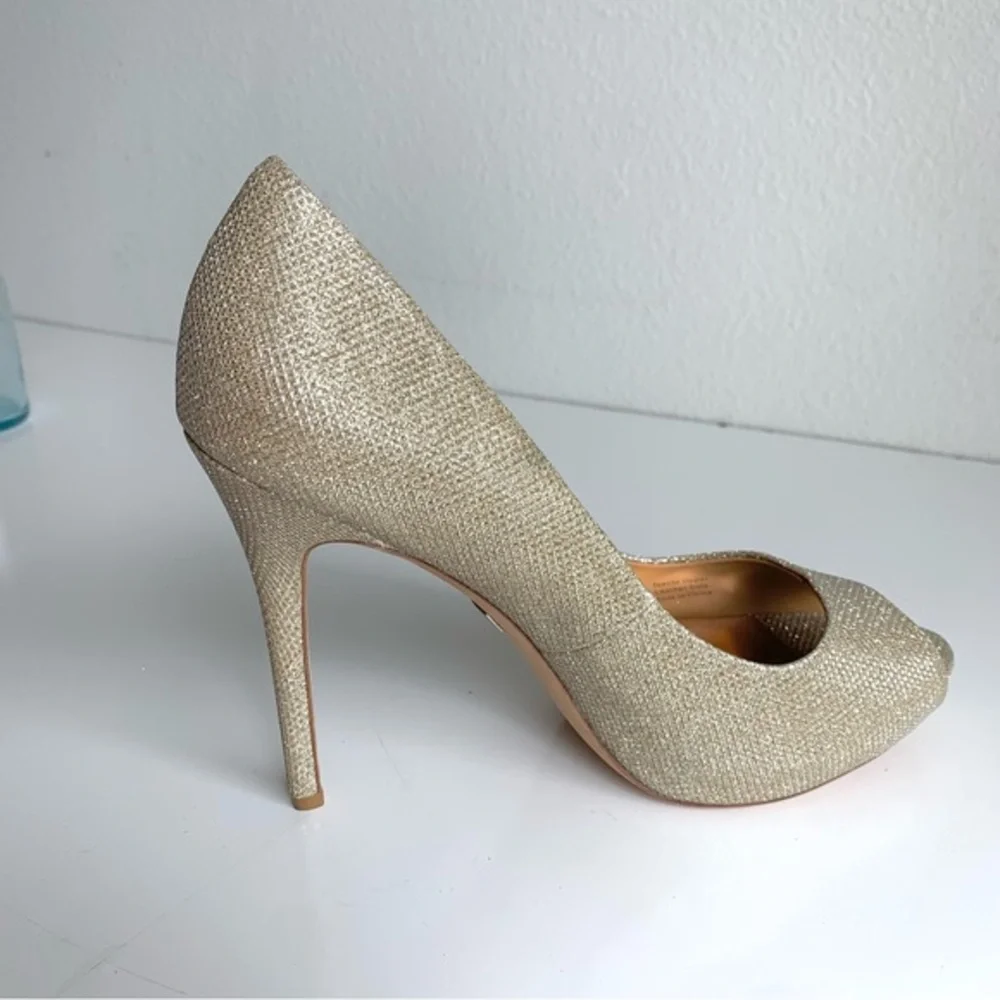Badgley Mischka Gold glittery formal platform pumps size 10. Ponderosa model. - Picture 4 of 12